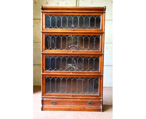 Four-tier Globe Wernicke leaded glazed bookcase, 143 x 90 x 30cm. 