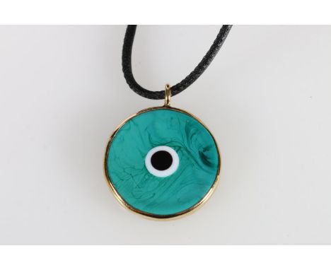 Elena Votsi (Greek b1964), a contemporary 9ct gold mounted ceramic pendant, the reverse stamped 'VOTSI', import mark possibly