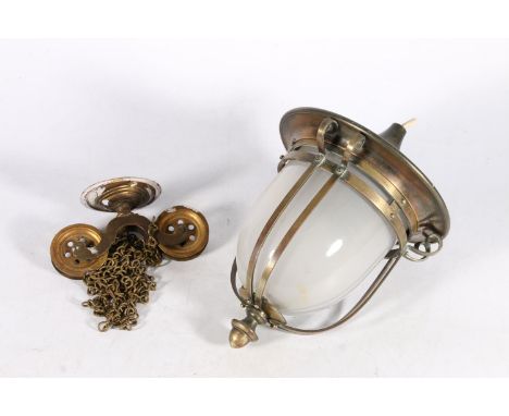 Arts and crafts pendant light with opaque glass, 25cm. 