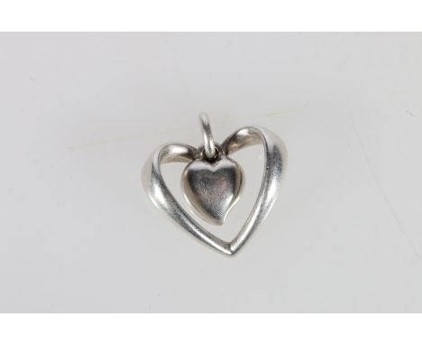 Georg Jensen Danish silver heart pendant, 2cm.  No obvious condition issues.Light wear and light scratching.