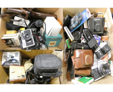 A Ricoh 126c-flex SLR camera, a Zenit camera, a Halina-Viceroy super reflex camera and other cameras and lenses (untested) 