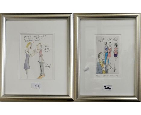 Tim Bulmer (contemporary) a humorous cartoon watercolour, pen and ink, signed, 20x15cm and a limited edition print by the sam