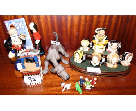 A group of three Wade ceramic figures from the ?Popeye Collection?, to include Wimpy No. 1118/1500, Popeye No. 1959/2000 and 