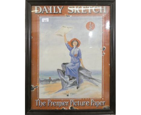 A Daily Sketch print, framed, 60x45cm 