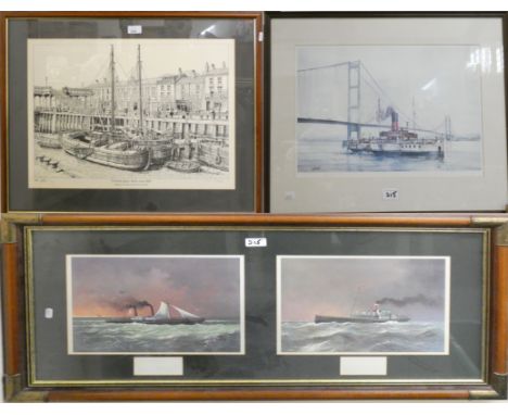 Greg Drake, a limited edition print of Victoria Quay, Hull 45/200, signed, a David Bell print of Lincoln Castle signed in pen