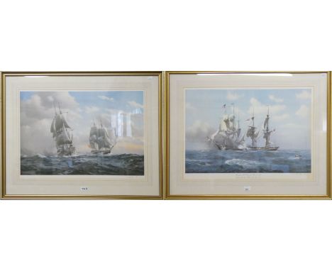 Derek Gardner, a fine art guild limited edition print of the capture of H.M. Reindeer, signed in pencil 50x70cm and another s