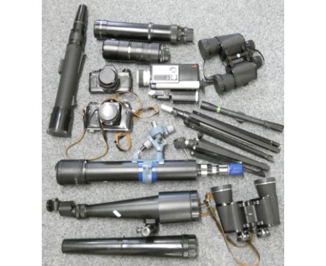 A Praktica BC1 electronic SCR camera, a Nippon AR-4392f camera, various binoculars and other items (2) 