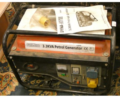 A Dyna-Bite 3.3KVA petrol generator model 70846, believed unused, with instruction manual 