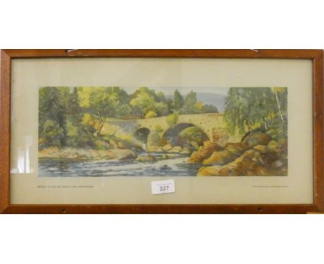 A framed carriage print depicting 'Bridge of Balgie, Glen Lyon, Perthshire', signed bottom right corner 'Edward Lawson', 24 x
