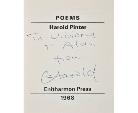 Pinter (Harold, 1930-2008). Poems, 1st edition, Enitharmon Press, 1968,  erratum slip laid in, signed inscription from the au