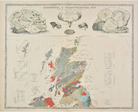 Geological Maps. Johnston (A. K.), Geological &amp; Palaeontological Map of the British Islands, published William Blackwood 