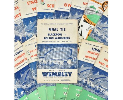 Football programmes. A collection of approximately 50 F.A. Cup Final and international match programmes, 1950's-60's,  includ