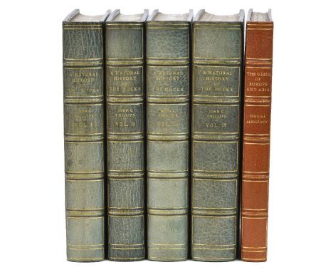 Phillips (John C.). A Natural History of the Ducks, 4 volumes, 1st edition, Boston: Houghton Mifflin Company, 1922-6, half-ti