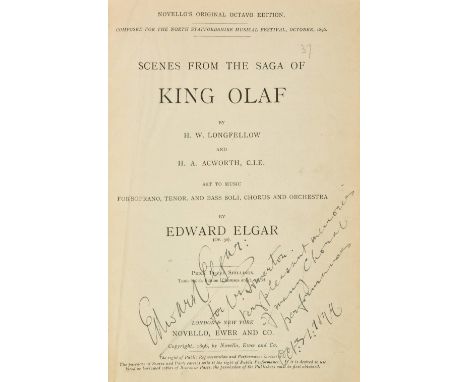 Elgar (Edward, 1857-1934). Scenes from the Saga of King Olaf, by H.W. Longfellow and H.A. Acworth, Novello's Original Octavo 