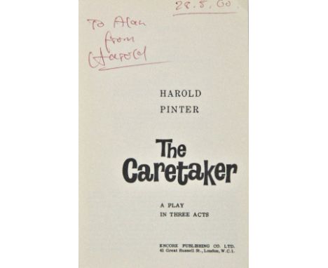 Pinter (Harold, 1930-2008). The Caretaker, A Play in Three Acts, 1st edition, Encore, [1960],  signed presentation inscriptio