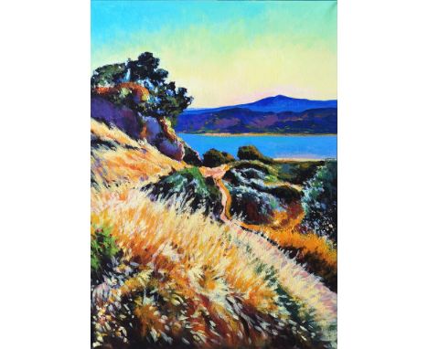 Raymond Balfe, "Landscape at Castellar", acrylic on canvas, 50 x 70cm, c. 2021. Following a visit to Castellar, I was struck 