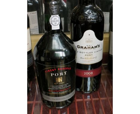 2008 Grahams Vintage port. M&S Finest reserve port. Two bottles
