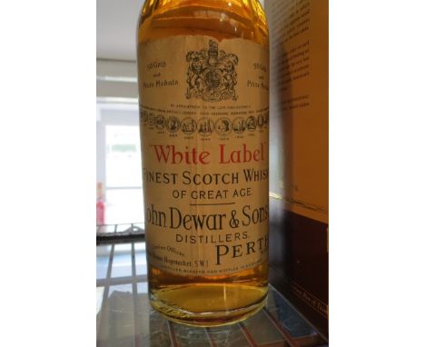 John Dewar & Sons Ltd, Distillers Perth Scotland "White Label" Finest Scotch Whiskey of Great age, by appointment to the late