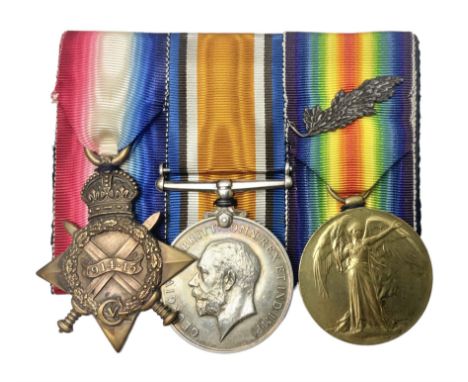 WW1 group of three medals comprising 1914-15 Star awarded to 1204 Pte. W.V. Furniss 20-London R. and British War Medal and Vi