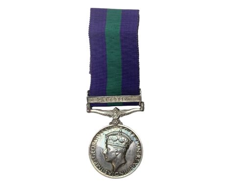 George VI General Service Medal with Palestine clasp awarded to 4700837 Cpl. J. Morley  Linc. R.; with ribbonCondition Report