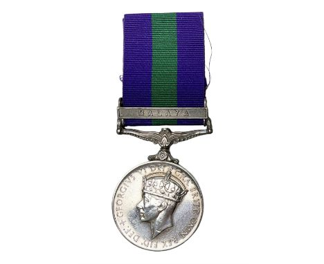 George VI General Service Medal with Malaya clasp awarded to 21126578 Fus. J. Kelly R. Innisks.; with ribbonCondition Report: