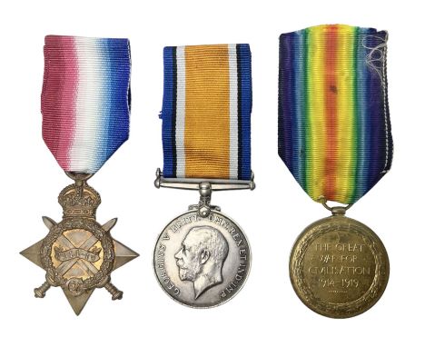 WW1 pair of medals comprising British War Medal and 1914-15 Star awarded to 1440 Pte. J. Wood Lan. Fus.; and WW1 Victory Meda