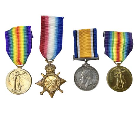 Two WW1 pairs of medals comprising British War Medal and Victory Medal awarded to 24506 Pte. A.E. Warland L.N. Lan. R.; and 1