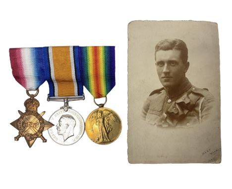 WW1 KIA group of three medals comprising British War Medal, 1914-15 Star and Victory Medal awarded to 9069 Cpl. J. Mayhew Glo