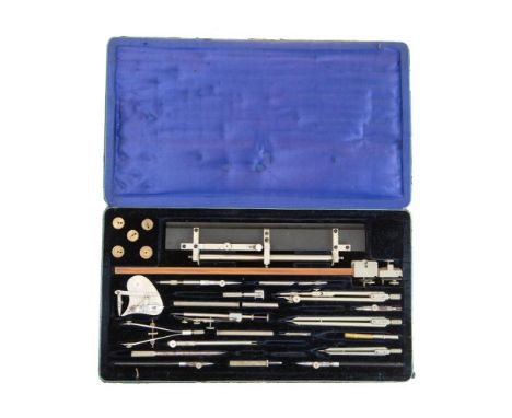 A cased Marine Architect's 'Pracision' geometry set by Otto Fennel Sohne Cassel, Germany: with rule, dividers and compasses e