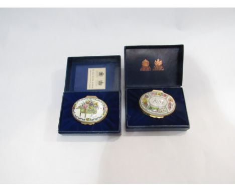 Two boxed Halcyon Days enamel trinket pots, 1982 and 1983 