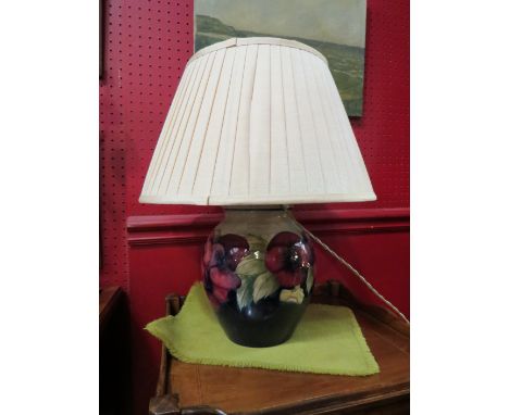 A Moorcroft table lamp base with pleated shade 