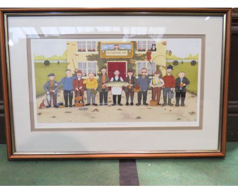 "The Fisherman's Arms" signed print by Linda Jane Smith, limited edition no. 433/850, framed and glazed, 23cm x 45cm