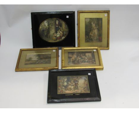 A collection of Baxter and other prints to include; a black framed and gilt entitled 'G.Baxter pinxt' depicting a colonial sc
