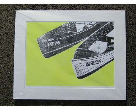 PETER FENTON (XX/XXI): A signed numbered limited edition mounted art print "Boats", initialled and numbered one from an editi