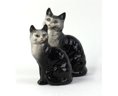 A Beswick figure modelled as a seated cat, Model No. 1030, h. 14.5 cm, together with a similar model, smaller (2) CONDITION R