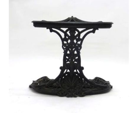 A Victorian Coalbrookdale cast iron stick and umbrella stand, the top divided into five segments on a barley twist column wit