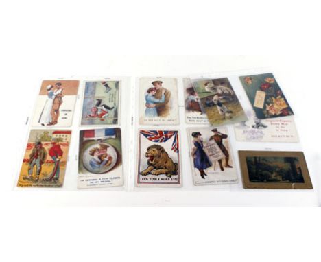 A group of 20th century postcards, mainly relating to the First World War, including 'The 5th Bedfords are holding their own 