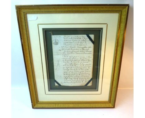 Manuscript Financial Inventory, 1811. Written in French and having an official seal marked with the abbreviations 'Emp. Fran.
