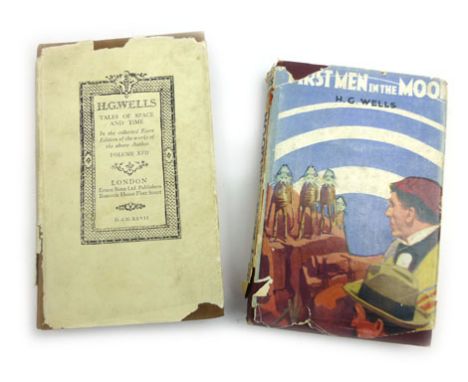 Wells H.G. : Tales of Space and Time, 1927. 12mo Hb + Dj (Essex Ed. ); First Men in the Moon, Nd. C.1920. 12mo Hb + Dj. CONDI