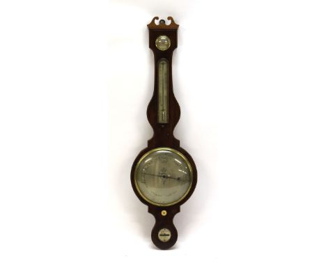 A 19th century banjo barometer by J. Berry, the silvered dial within a mahogany and strung case, h. 109 cm CONDITION REPORT: 