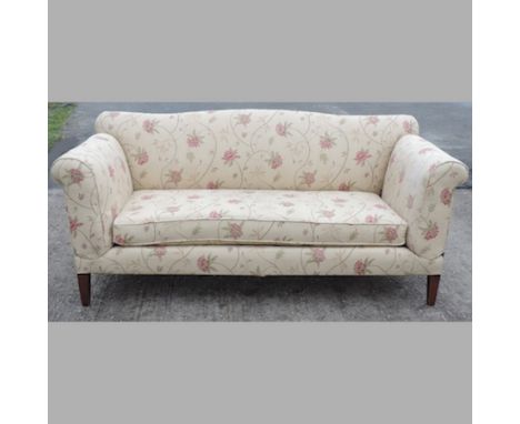 An Edwardian cream floral upholstered double drop end sofa, on square legs, 175cm