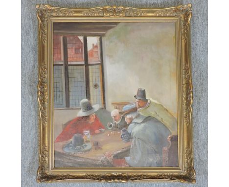 Style of Alex Blatter, 19th/20th century, figures playing dice, oil on canvas, 58 x 49cm