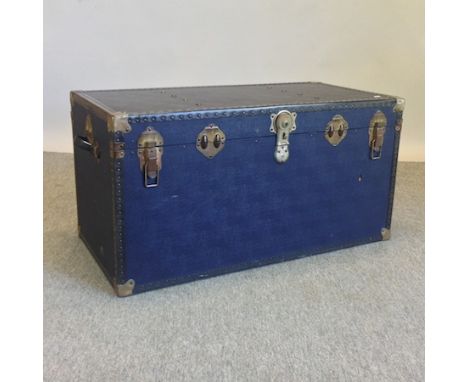 A 20th century metal bound travelling trunk, 100cm