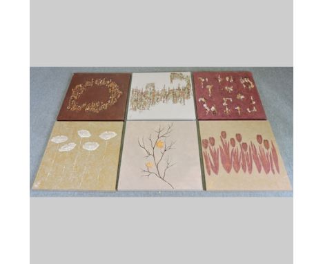 Wendy Tarr, contemporary, abstract flowers, 80 x 80cm, together with five others by the same hand