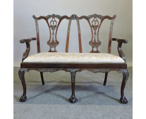 A Chippendale style mahogany two seater sofa, 120cm