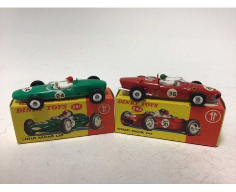 Dinky BRM Racing Car No 243, Ferrari Racing Car No 242, Cooper Racing Car No 240, Lotus racing Car No 241, all boxed (4)