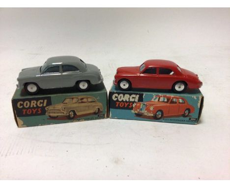 Corgi Riley Pathfinder saloon No.205, Morris Cowley saloon No.202, Bedford "Dormobile" Personnel Carrier No.404 &amp; Austion