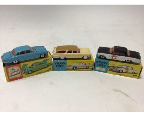 Corgi Jaguar Mark X No.238, Plymouth Sports Suburban Station Wagon No.219, Oldsmobile "Sheriff" Car No.237, all boxed (3)