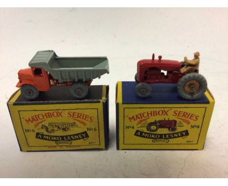 Matchbox early 1-75 Issues No4 tractor, No5 Bus, No6 Quarry Truck, No27 Bedford low loader, all boxed (4)Condition report: We