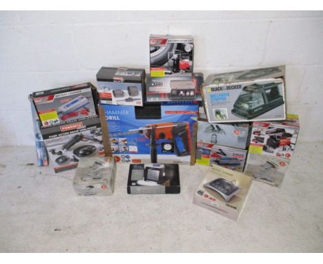 A collection of various tools including a Parkside Hammer Drill, Black &amp; Decker Wallpaper Stripper, 2 Ultimate Speed Mini